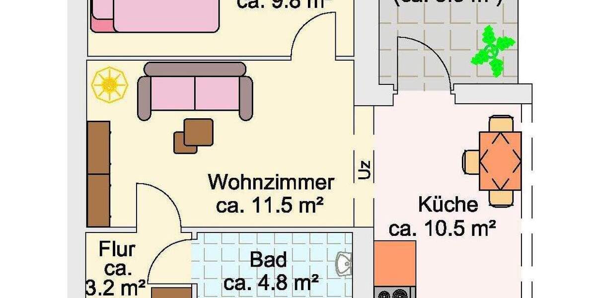 Etagenwohnung Düsseldorf Holthausen - 2 Zimmer, 43 m&sup2;, 550&euro; | Angebot:25459106