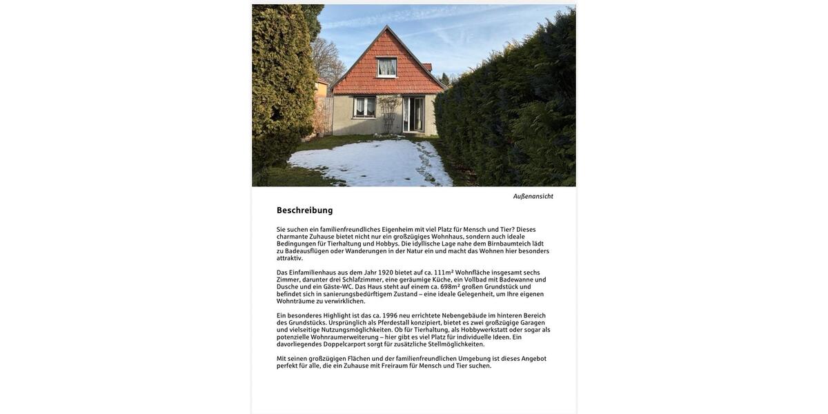 Einfamilienhaus Ballenstedt - 5 Zimmer, 111 m&sup2;, 79.000&euro; | Angebot:26507380