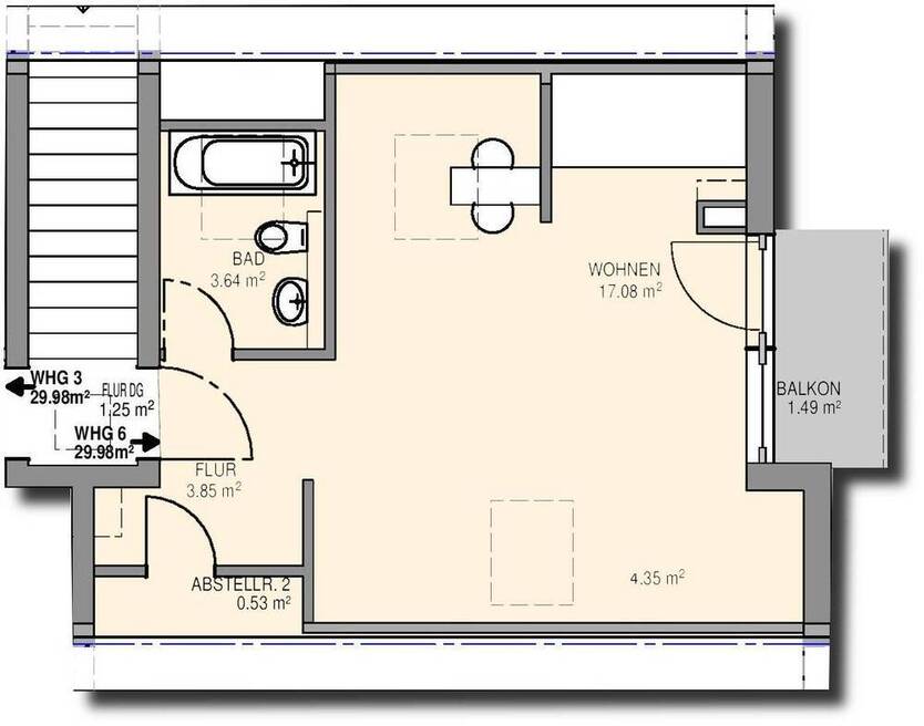 Ab 1.8.25! Schöne 1-RaumWohnung mit Balkon, Stpl. und EBK in ruhiger Wohnsiedlung!