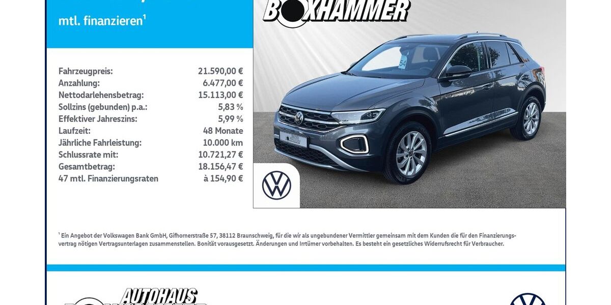 VW T-Roc 43.305 km 20.980 &euro; Bad Aibling 83043