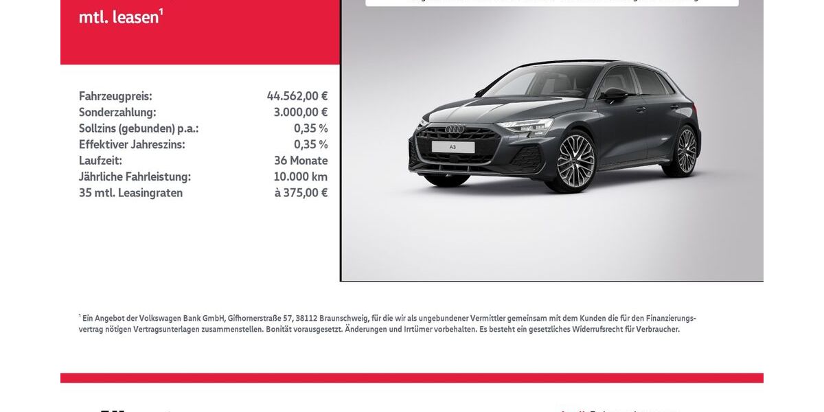 Audi A3 6.454 km 44.562 &euro; Nordhausen 99734