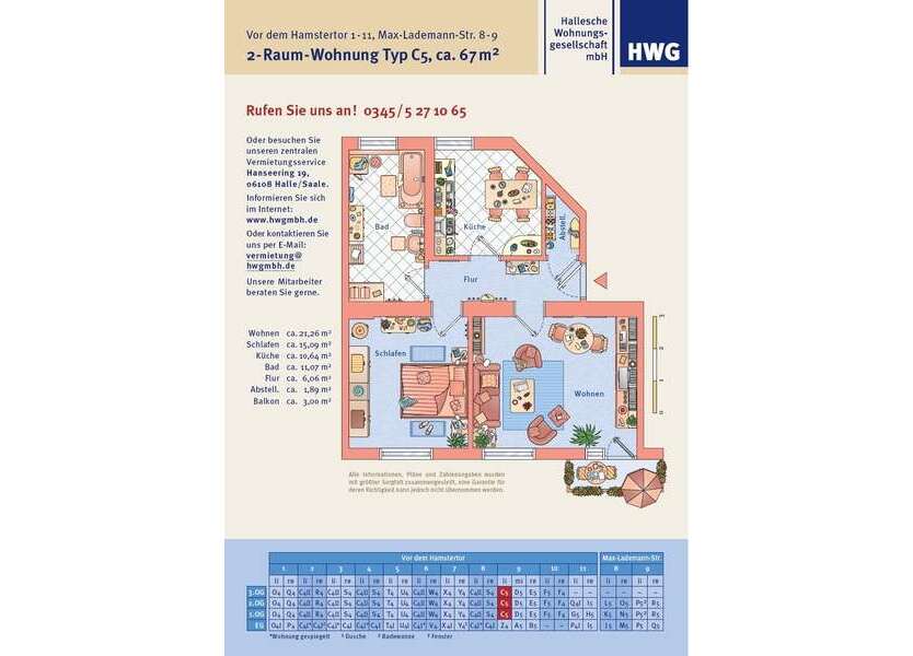 Wohnung zum Mieten in Halle 567 € 67.51 m²