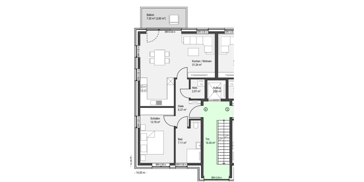 Etagenwohnung Borken - 2 Zimmer, 64 m&sup2;, 736&euro; | Angebot:25023224