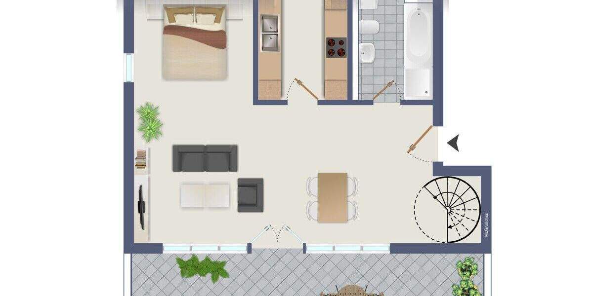 Etagenwohnung Eggenstein - 2 Zimmer, 76 m&sup2;, 295.000&euro; | Angebot:24860324