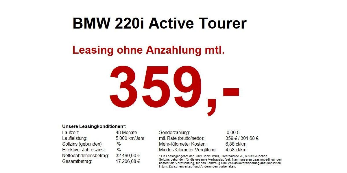 BMW 220 Active Tourer 7.985 km 31.490 &euro; Buchen- Hettingen 74722