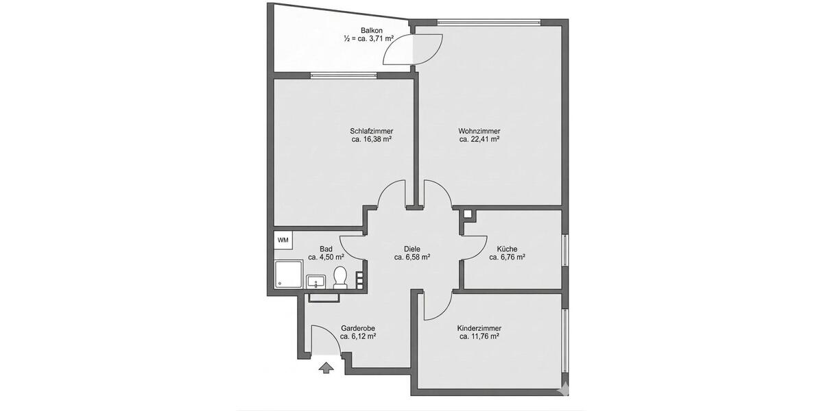 Etagenwohnung Kaufbeuren - 3 Zimmer, 76 m&sup2;, 900&euro; | Angebot:25509709