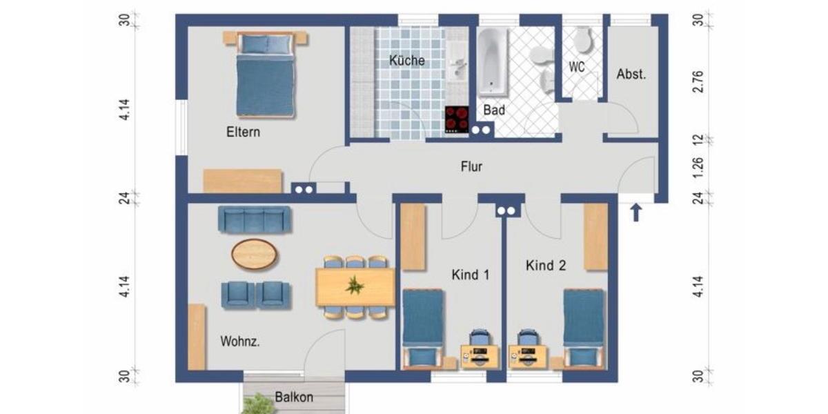 Etagenwohnung Lauingen (Donau) - 4 Zimmer, 84 m&sup2;, 216.000&euro; | Angebot:26834922