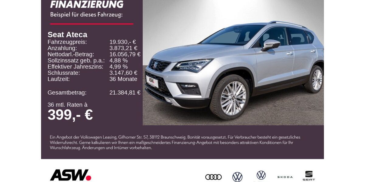 Seat Ateca 86.000 km 19.930 &euro; Weinsberg 74189