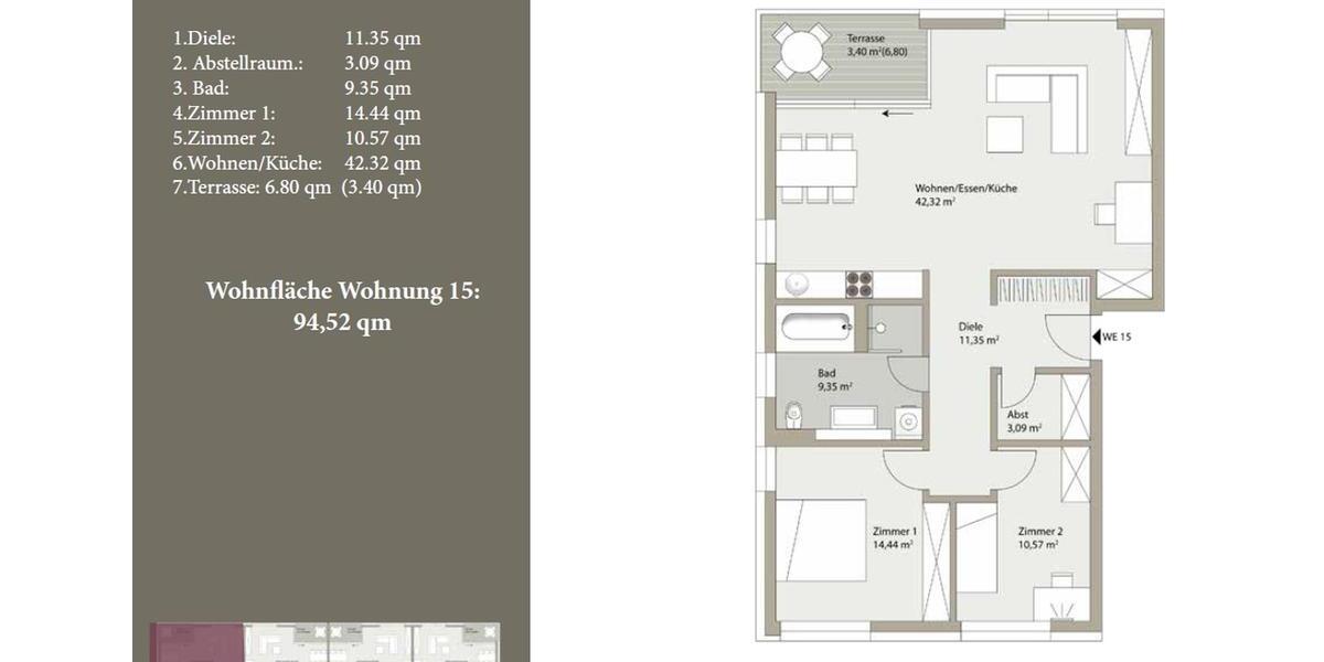 Etagenwohnung Wildau - 3 Zimmer, 95 m&sup2;, 1.370&euro; | Angebot:26148308
