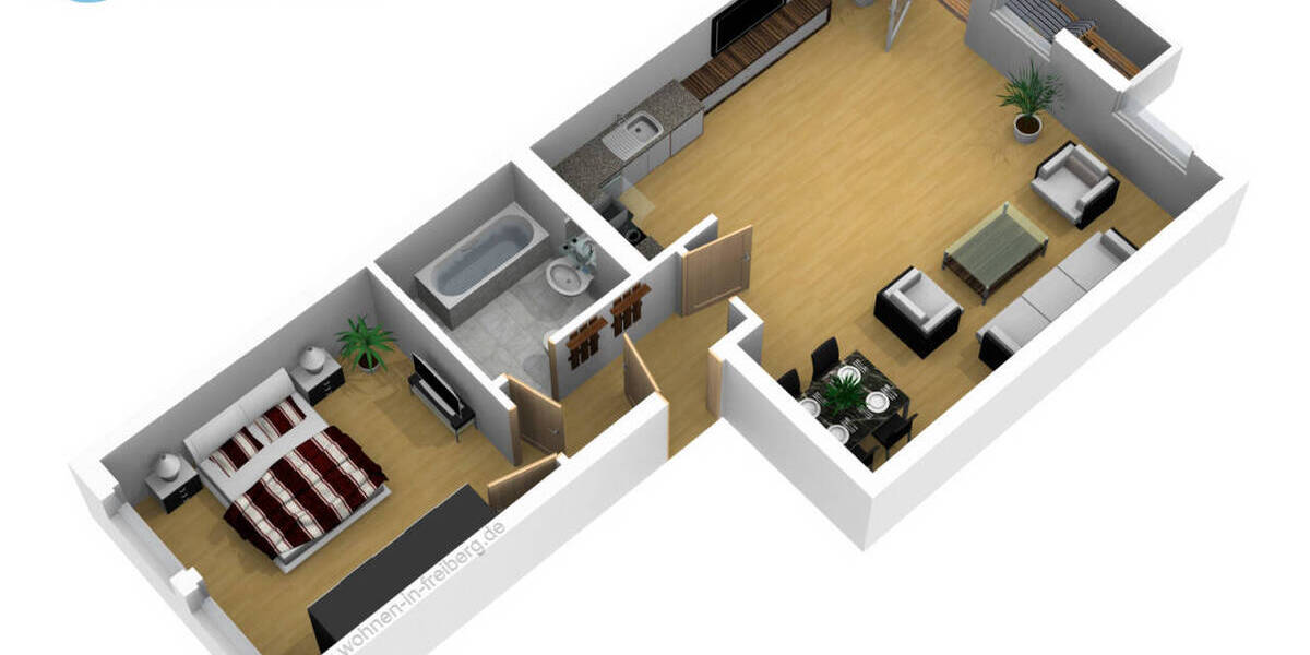 Etagenwohnung Freiberg Freiberg Nord - 2 Zimmer, 55 m&sup2;, 459&euro; | Angebot:26419630
