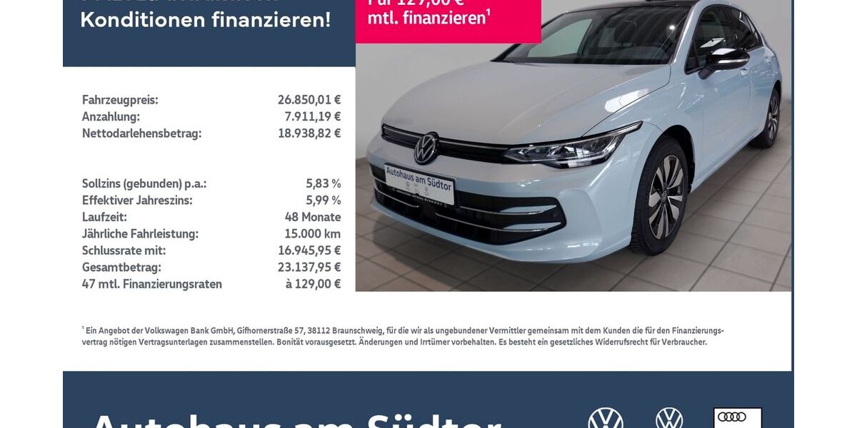 VW Golf 6.941 km 26.850 &euro; Rietberg 33397
