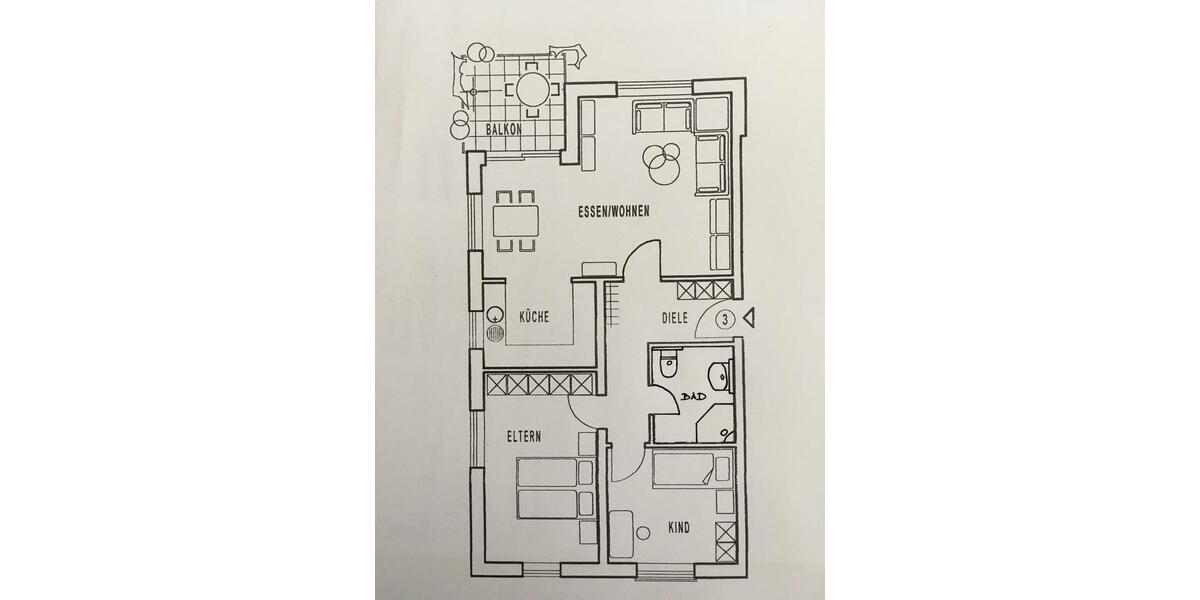 Attraktive 3 ZKB-Wohnung mit Balkon, Garage und Pkw-Stellplatz 3 zimmer