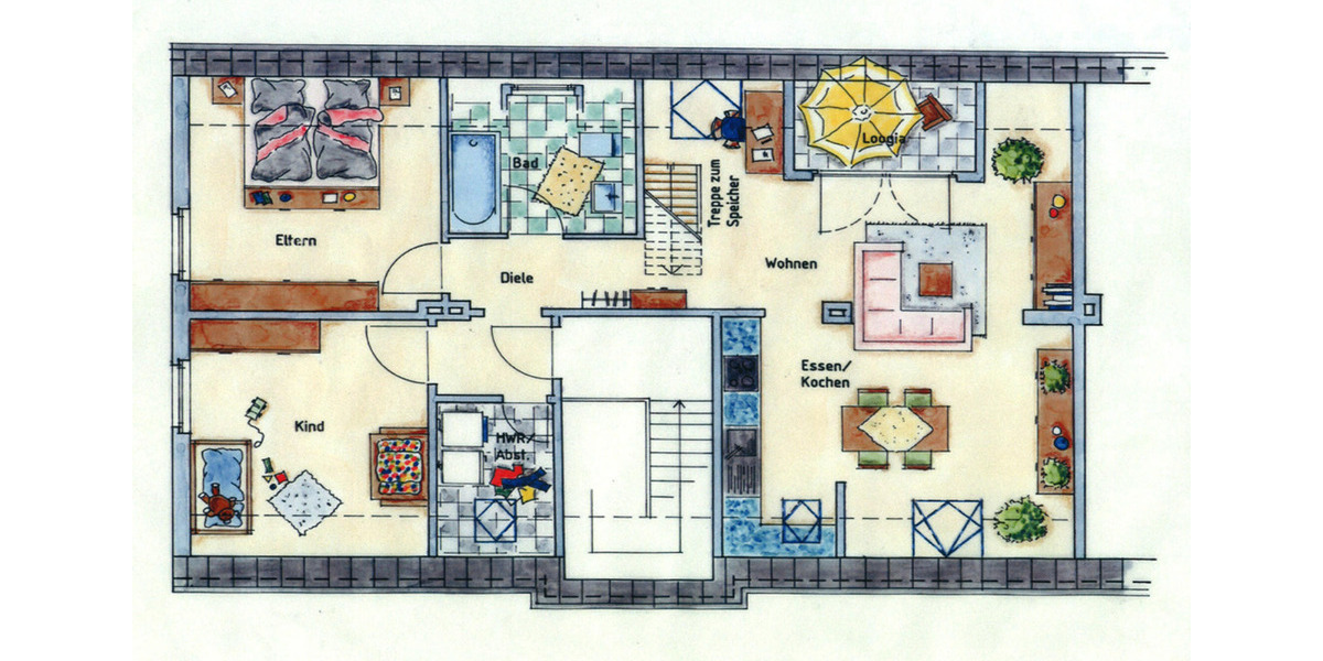 Dachgeschoßwohnung Viersen - 3.5 Zimmer, 106 m&sup2;, 1.060&euro; | Angebot:25874682