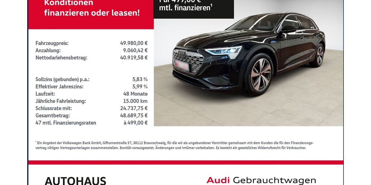 Audi Q8 e-tron 9.700 km 49.979 &euro; Bitterfeld-Wolfen 06749
