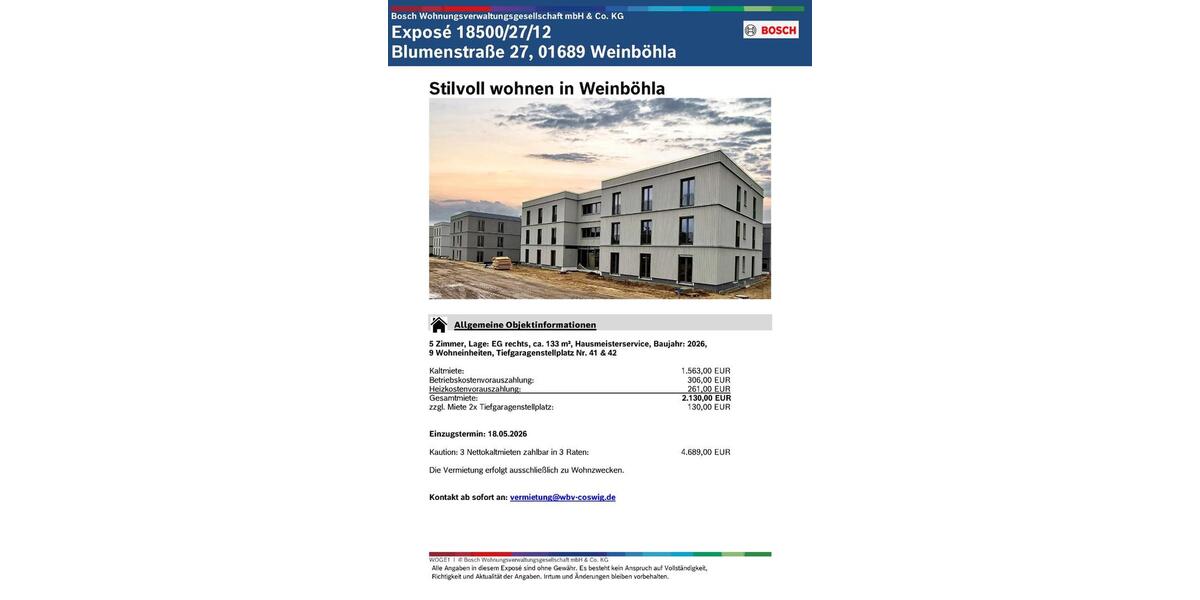 Erdgeschoßwohnung Weinböhla - 5 Zimmer, 133 m&sup2;, 1.563&euro; | Angebot:24657680