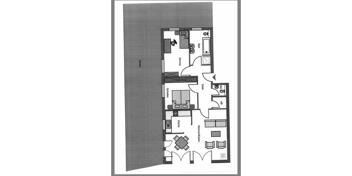 Wohnung, Erdgeschosswohnung , Terrasse, Garten, Garage 3 zimmer