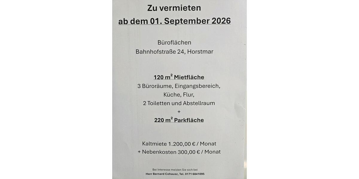 Gewerbeobjekt Horstmar - 1.500&euro; | Angebot:26644512