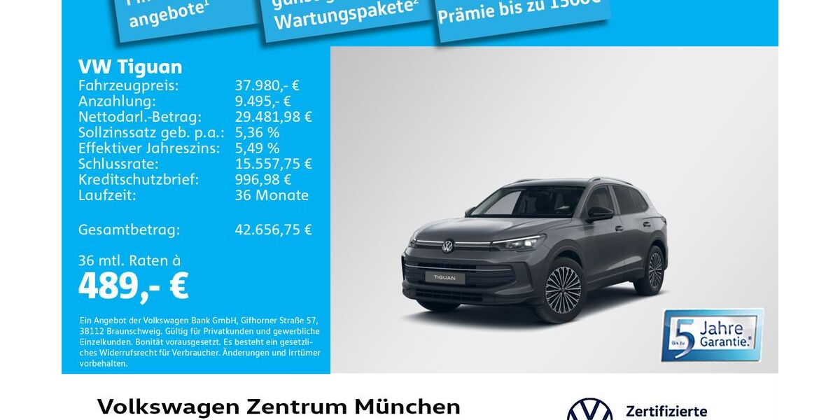 VW Tiguan 3.496 km 37.980 &euro; München 80687