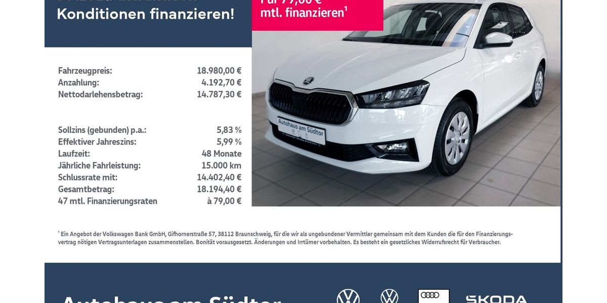 Skoda Fabia 1.500 km 18.980 &euro; Rietberg 33397