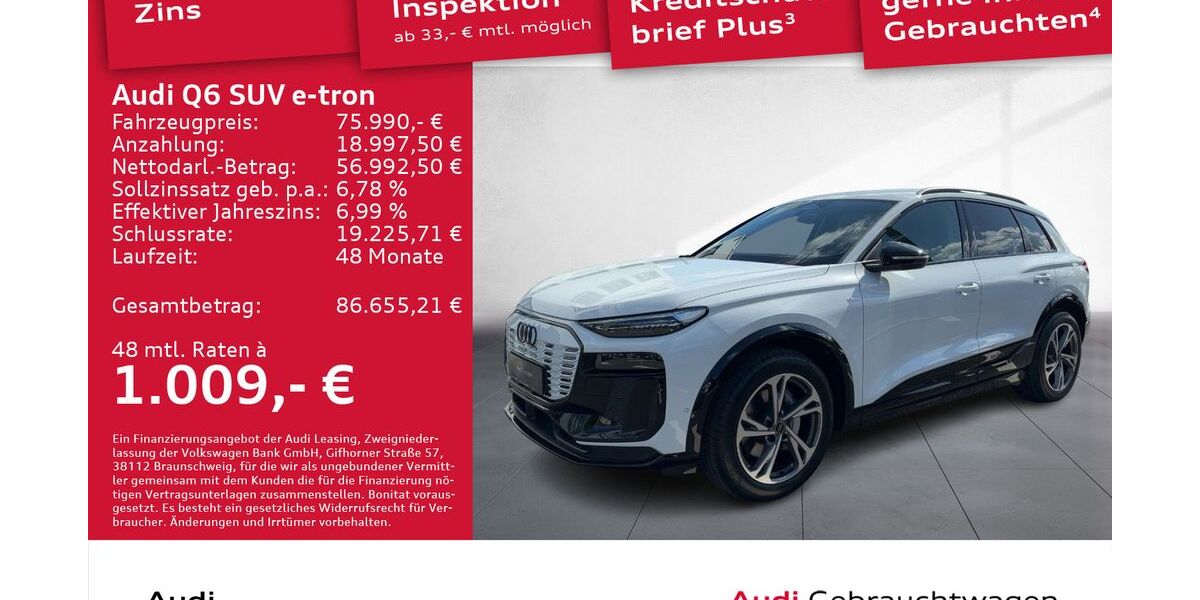 Audi Q6 e-tron 1.663 km 75.990 € Dresden 01067