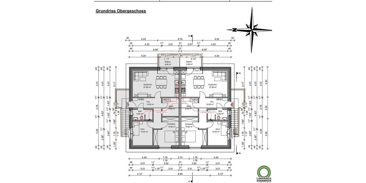 Etagenwohnung Bersenbrück - 4 Zimmer, 105 m&sup2;, 1.150&euro; | Angebot:24636904