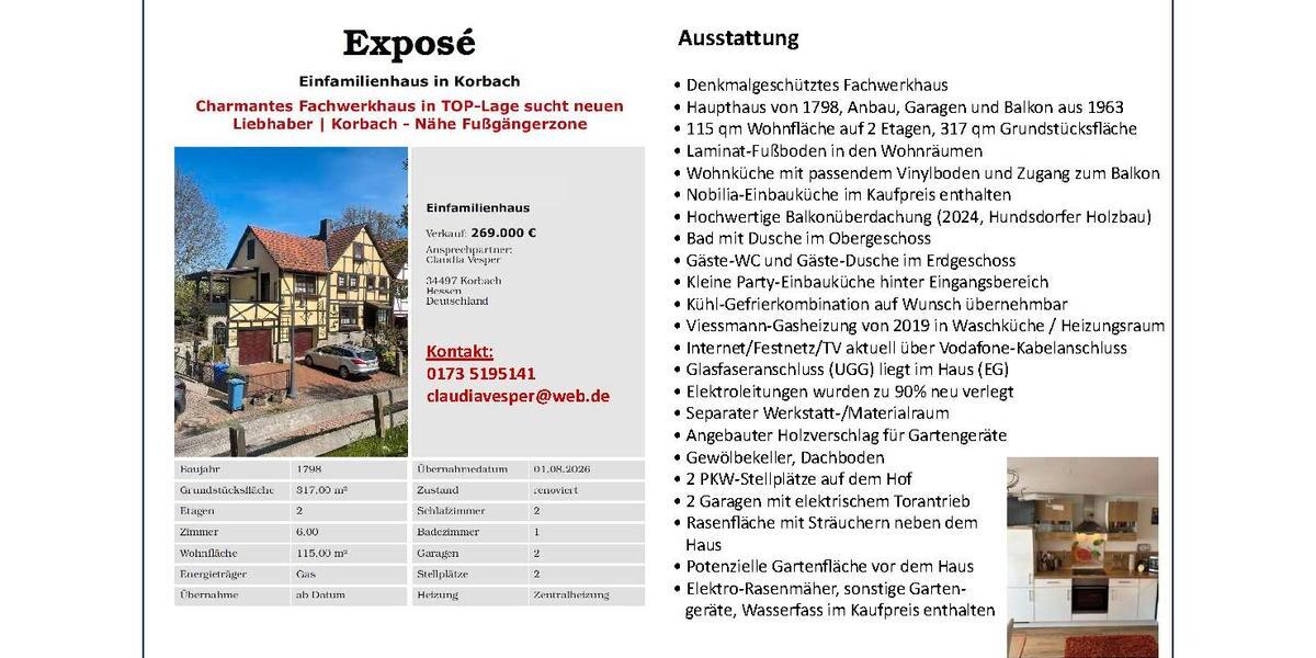 Einfamilienhaus Korbach - 6 Zimmer, 115 m&sup2;, 269.000&euro; | Angebot:27022369