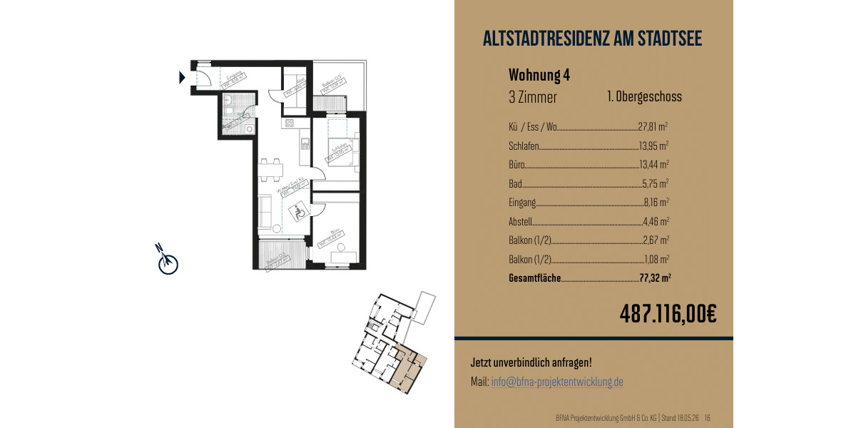 Etagenwohnung Bad Waldsee - 3 Zimmer, 77 m&sup2;, 487.116&euro; | Angebot:26867438