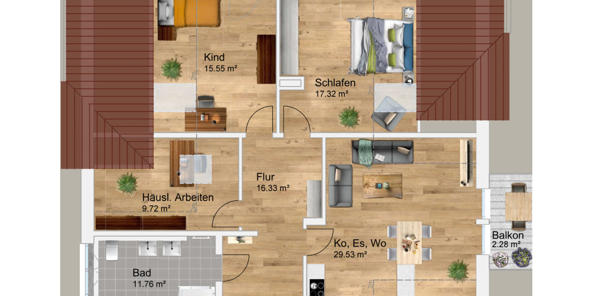 Etagenwohnung Krailling Pentenried - 4 Zimmer, 99 m&sup2;, 1.890&euro; | Angebot:25165328
