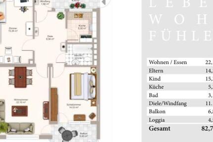 Schöne, zentrale, gut gepflegte drei Zimmer Wohnung in lamperthei