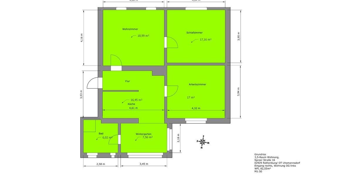 Etagenwohnung Rothenburg/Oberlausitz Oberlausitz - 3 Zimmer, 83 m&sup2;, 661&euro; | Angebot:25079466