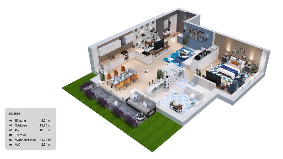 Erdgeschoßwohnung Neuenhaus - 2 Zimmer, 73 m&sup2;, 965&euro; | Angebot:26676396