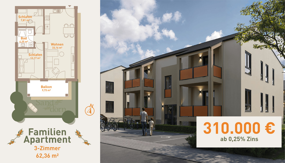 Living Sanddorn - Erstbezug! kaufen günstiger als mieten, hochwertiges und energieeffizientes Wohnen 3 zimmer