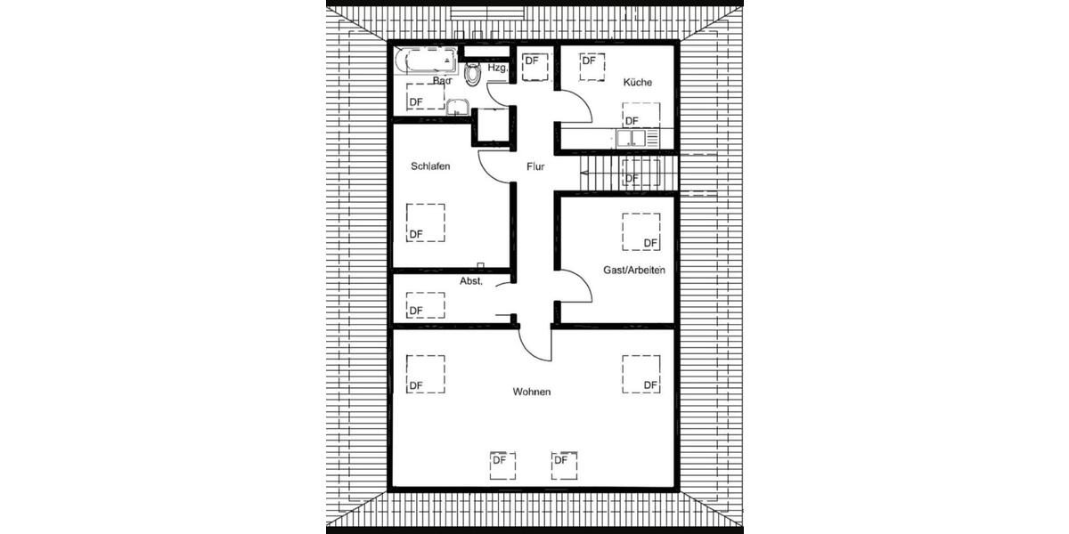Dachgeschoßwohnung Ganderkesee - 3.5 Zimmer, 63 m&sup2;, 840&euro; | Angebot:25045278