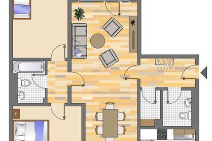 Wohnung Düsseldorf Stadtbezirk 9 - 3 Zimmer, 68 m&sup2;, 779&euro; | Angebot:26907437