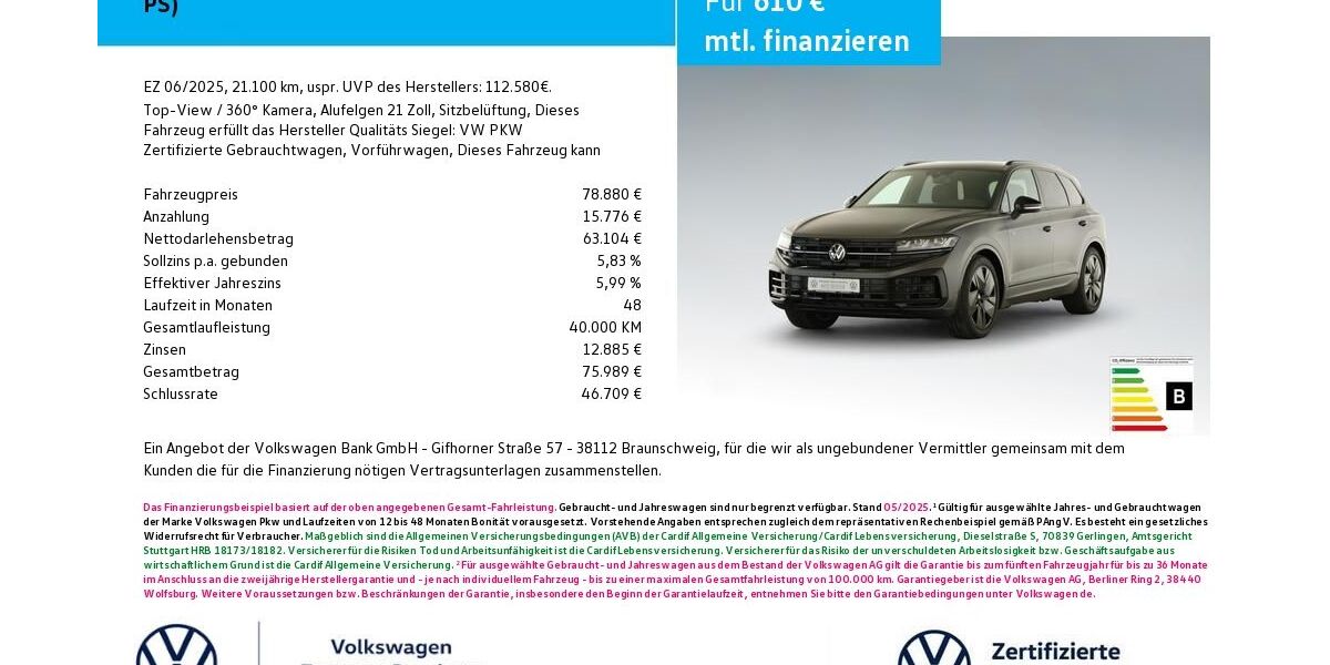 VW Touareg 21.100 km 77.880 &euro; Bamberg 96052