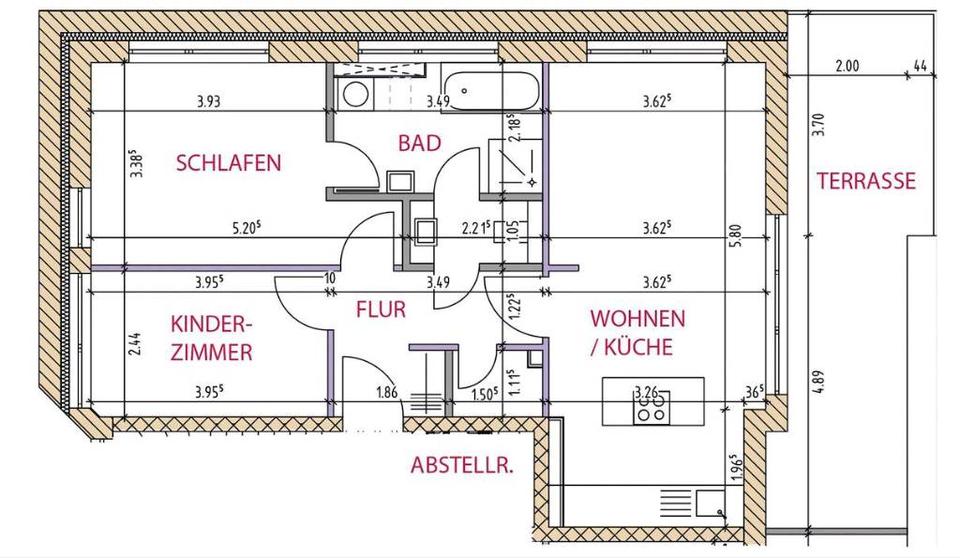 Dachgeschoßwohnung Greifswald Groß Schönwalde - 3 Zimmer, 88 m&sup2;, 1.220&euro; | Angebot:26402427
