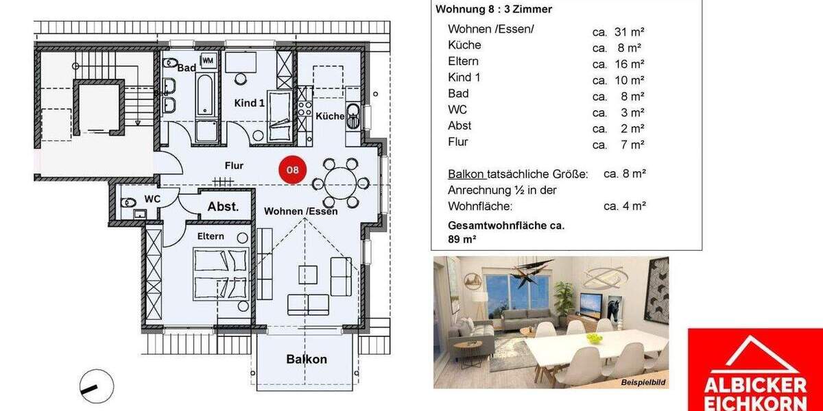 Etagenwohnung Lauchringen Unterlauchringen - 3 Zimmer, 89 m&sup2;, 445.000&euro; | Angebot:25696609
