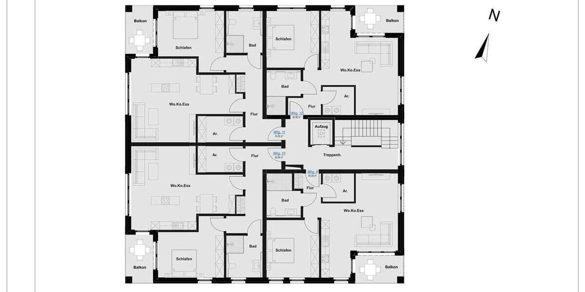 Etagenwohnung Rheine Schotthock - 2 Zimmer, 65 m&sup2;, 298.000&euro; | Angebot:25819378