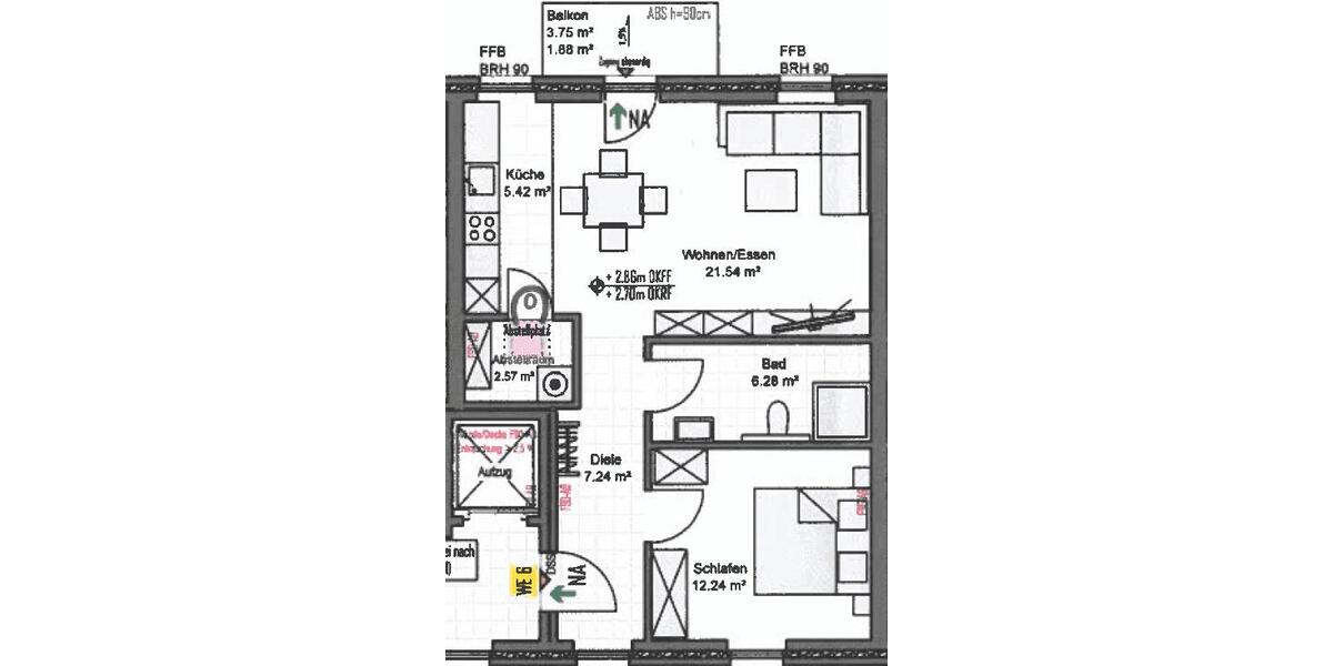 Etagenwohnung Bunde - 2 Zimmer, 57 m&sup2;, 799&euro; | Angebot:25056262