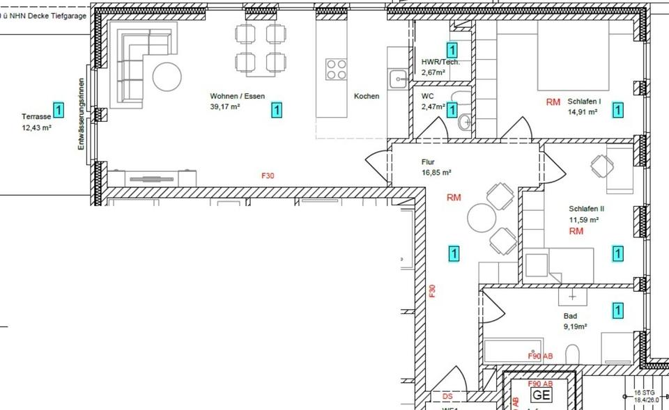 Erdgeschoßwohnung Greven - 3 Zimmer, 100 m&sup2;, 1.100&euro; | Angebot:24795164