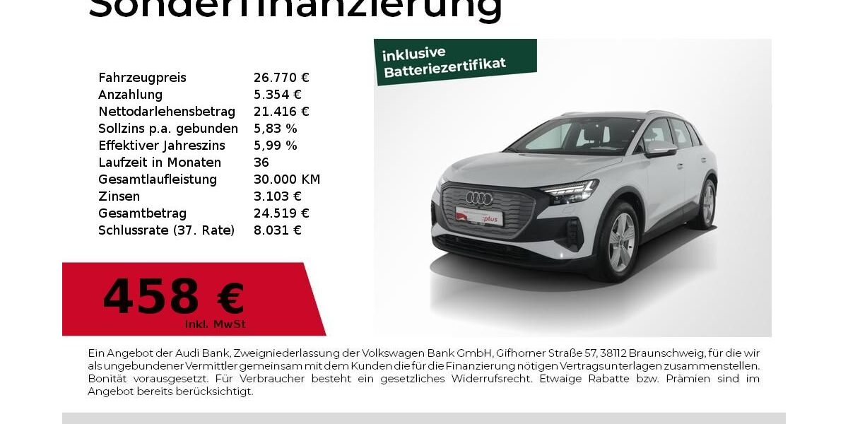 Audi Q4 e-tron 34.050 km 26.770 &euro; Nürnberg 90441