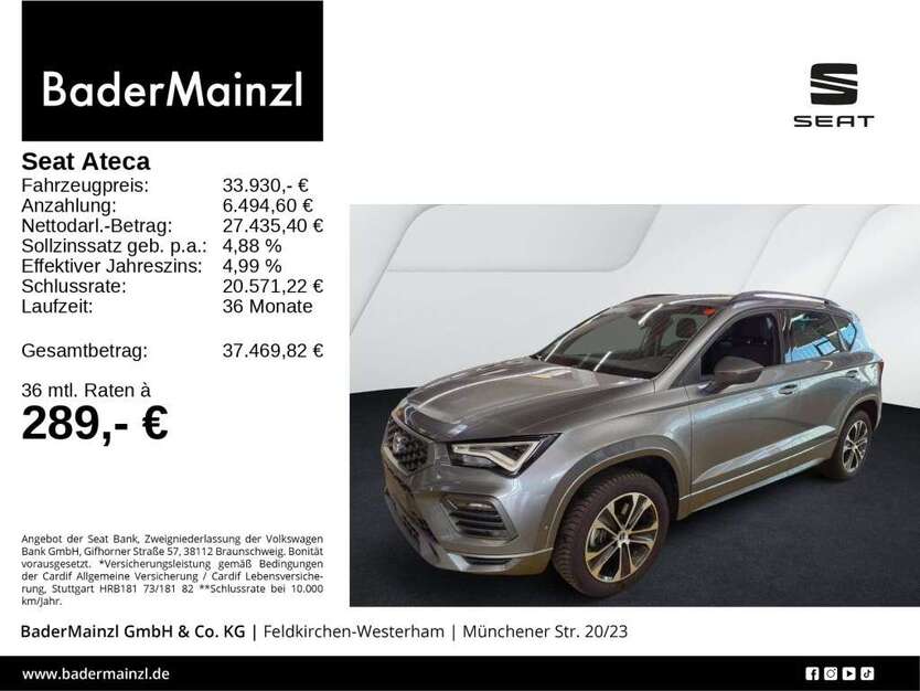 Seat Ateca 16.350 km 33.930 € Feldkirchen - Westerham 83620