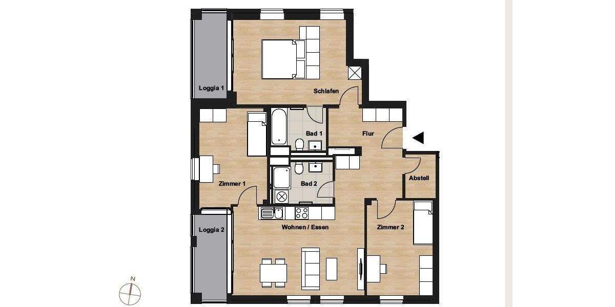 Etagenwohnung Wolfsburg Hellwinkel - 4 Zimmer, 104 m&sup2;, 1.460&euro; | Angebot:25371612