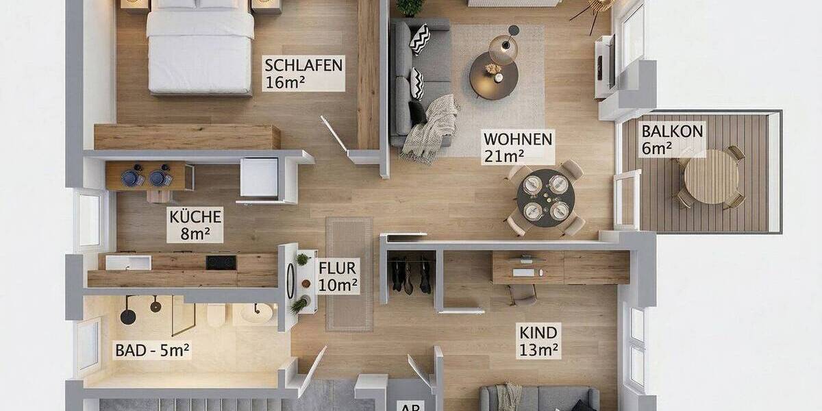 Etagenwohnung Schwandorf - 3 Zimmer, 76 m&sup2;, 249.000&euro; | Angebot:25805867