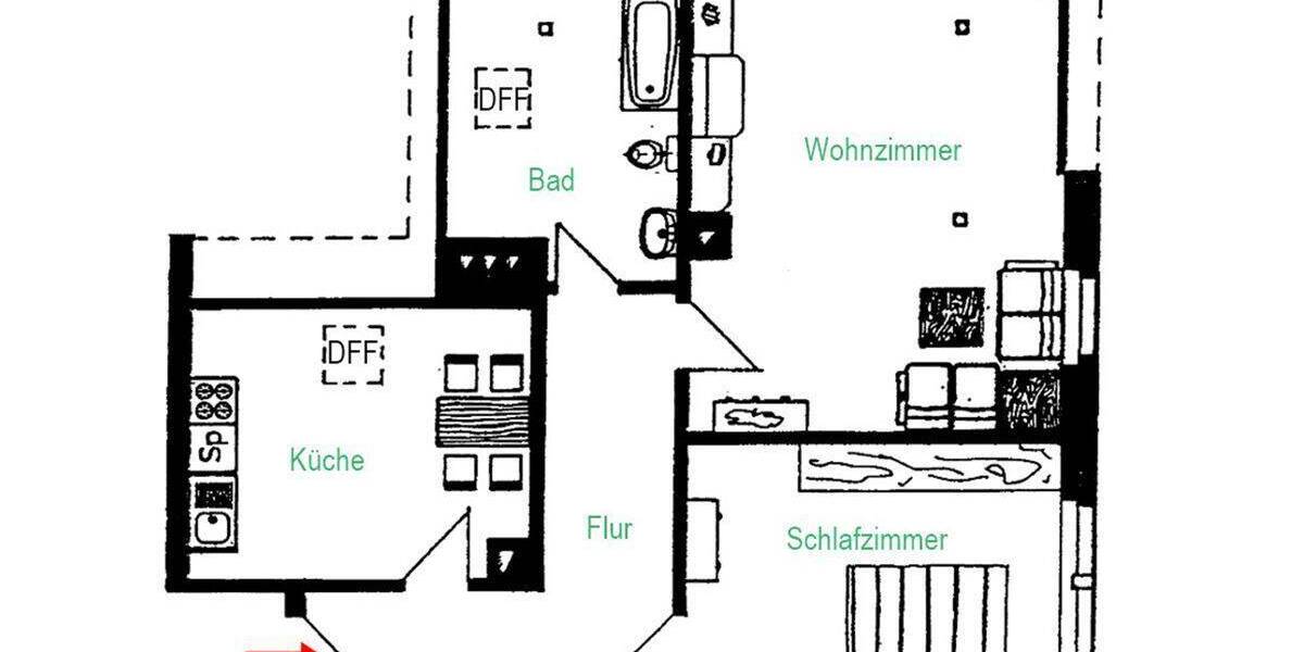 Etagenwohnung Frankenberg - 2 Zimmer, 81 m&sup2;, 399&euro; | Angebot:25821056
