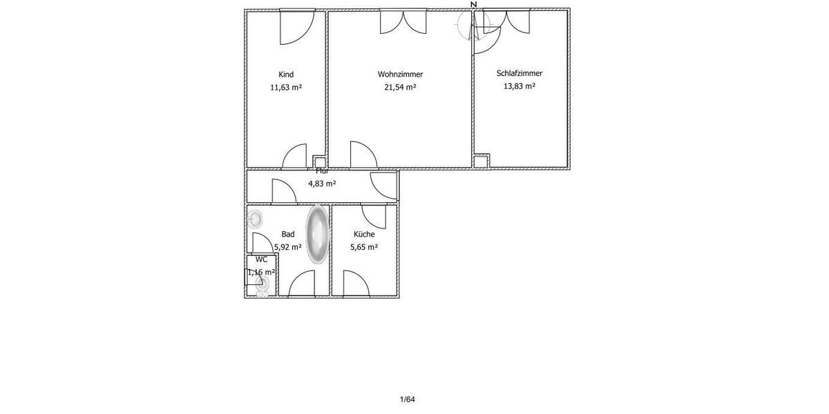 Etagenwohnung Bischofswerda - 3 Zimmer, 66 m&sup2;, 444&euro; | Angebot:26065136
