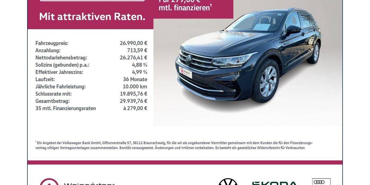 VW Tiguan 39.300 km 26.990 &euro; Miesbach 83714
