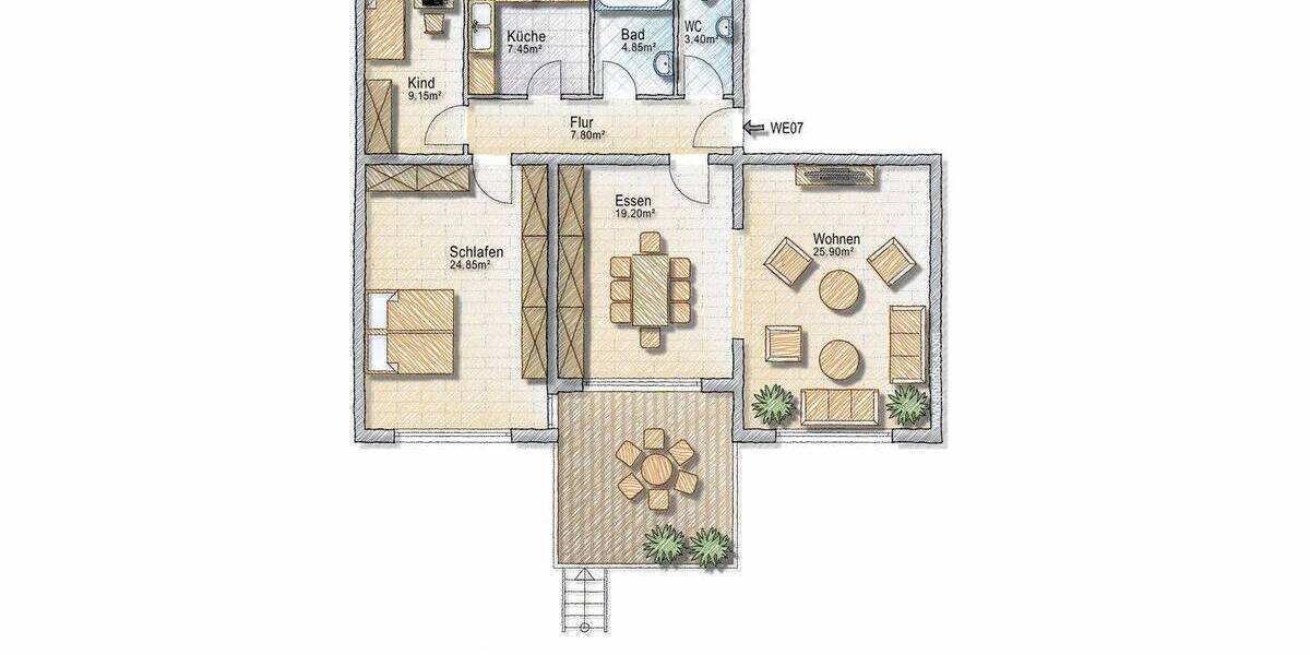 Etagenwohnung Kissing - 3 Zimmer, 108 m&sup2;, 359.000&euro; | Angebot:26308837