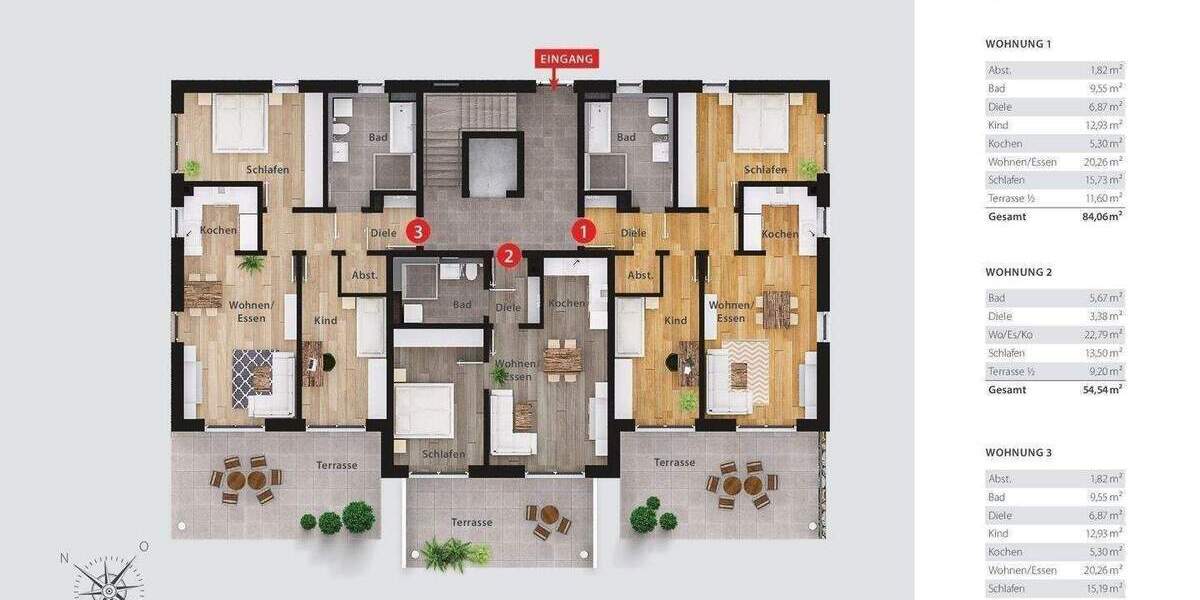 Etagenwohnung Schwandorf Kruckental - 3 Zimmer, 107 m&sup2;, 499.500&euro; | Angebot:26204215