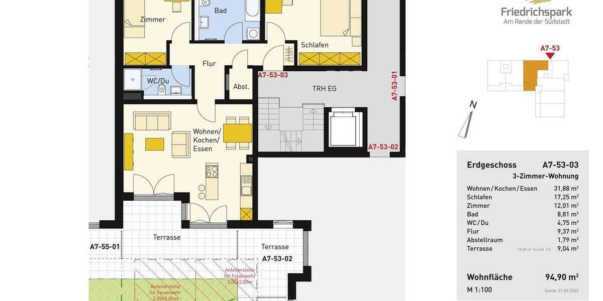 Etagenwohnung Villingen-Schwenningen Villingen - 3 Zimmer, 94 m&sup2;, 1.090&euro; | Angebot:26161118